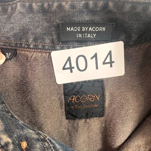 Acorn by Bob Goldfeder Mens M Blue Tencel Pearl Snap Shirt Made In Italy - Picture 6 of 9